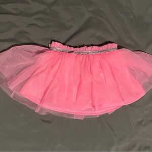 Pink Tulle Skirt with Silver Waistband
